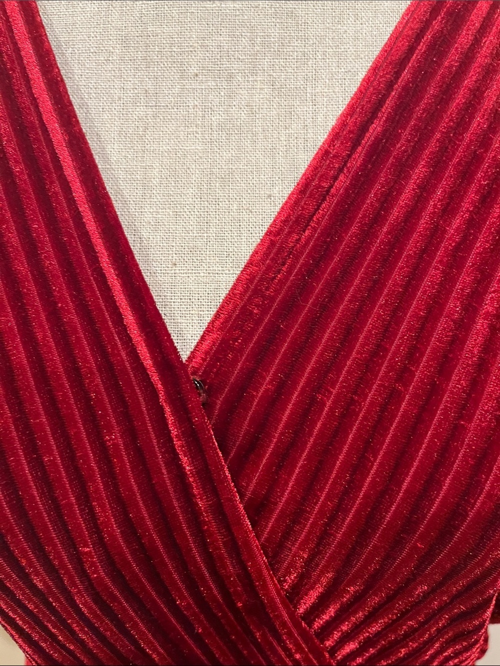 Simplee Apparel Cranberry Red Velvet Wrap Maxi Dress - Picture 4 of 7